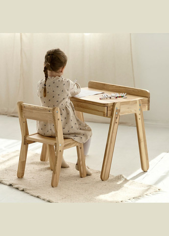 Дитячий столик з шухлядою та стільчик для дітей 2-7 років Натуральний Tatoy (292312771)