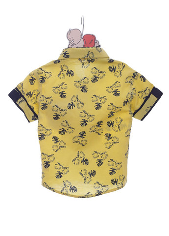 Сорочка з коротким рукавом для хлопчика бавовняна з листочками жовта 128 см (37964) BABYKROHA (297198140)