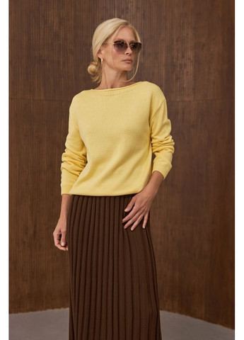 Желтый демисезонный лаконичный джемпер с горловиной челнок (2892) Triko Bakh