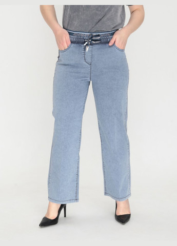Джинси жіночі сині прямі тонкі пояс на резинці великий розмір Палаццо Adorati - (322999520)