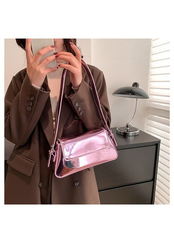 Жіноча лакована сумка багет рожевого кольору в стилі Zara (362588149)