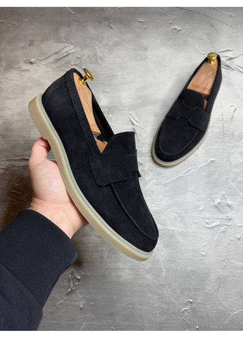 Темно-серые туфли лоферы из натуральной замши, внутри кожа. Україна