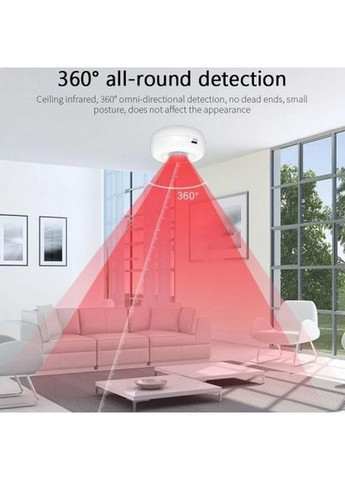 Розумний бездротовий Wi-Fi датчик руху Smart Life 360° круглий TUYA (367954253)