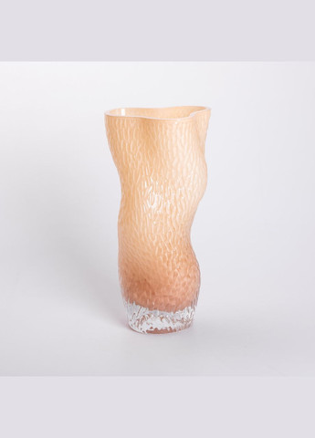 Ваза для квітів скляна з тисненням 14.5х11х30 см ваза декоративна для інтер'єру 1.6 л Бежева HP-10-31 Flower Season (328446732)