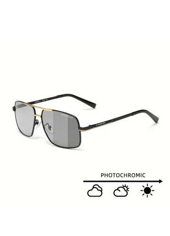 Мужские фотохромные поляризационные солнцезащитные очки N7891 Gold Photochromic KINGSEVEN (368290154)