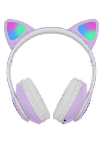 Наушники Беспроводные детские MP3 с кошачьими ушками с подсветкой LED Фиолетовые Cat stn-28 (282957009)