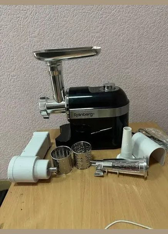 Електрична м'ясорубка з реверсом RB-2270 м'ясорубка 3в1 соковитискач, овочерізка, Чорний 3800 Вт Rainberg (323430470)