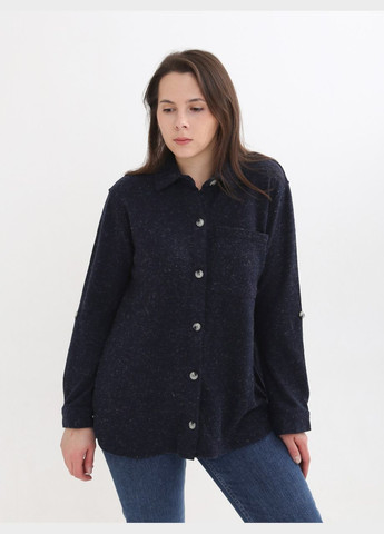 Темно-синяя повседневный рубашка однотонная MDG с длинным рукавом