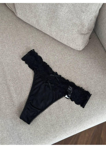 Набор атласных трусиков с кружевом черный белый пудровый / Сет женских атласных трусиков с бантиками и кружевом No Brand (367102140)