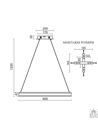 Смарт люстра керована світлодіодна підвісна STELLA R 96 Вт 600x1200 мм Золота ESLLSE (365651664)