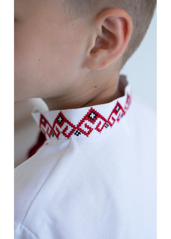 Біла вишиванка для хлопчика vishivano4ka 7176-4 візерунок геометричний бавовна (361310625)