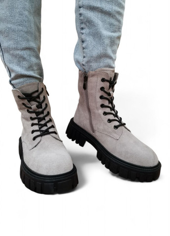 Жіночі замшеві сірі черевики демісезонні (берци) ITTS Берци (301536697)
