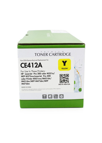 Картридж для HP CE412A (305A) yellow (002-01-RE412A) Static Control (338432390)