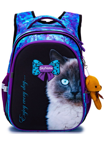 Ортопедический школьный рюкзак для девочки синий с Котиком /SkyName 37х30х16 см для младших классов (R1-023) Winner (293504249)