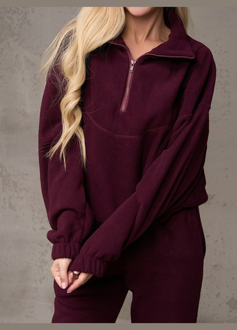 Темно-бордовий флісовий костюм з еластичними манжетами No Brand (311682460)