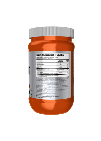 BCAA порошок для тренировок Tropical Punch 600 г с кофеином и электролитами Now Foods (367957879)