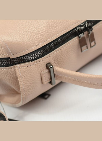 Пудрова шкіряна жіноча молодіжна сумка з ручкою та довгим ремінцем через плече Serebro (278260583)