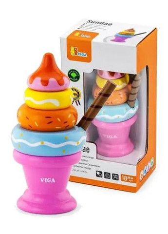 Пирамидка Toys 51321 Розовая деревянная игрушка Viga (317619363)