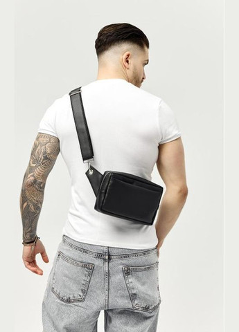 Сумка на пояс чоловіча з екошкіри спортивна через плече маленька Чорний 34993 Sambag (334673955)