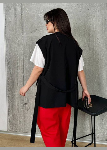 Женский костюм двойка жилетка и блуза цвет черный р.48/50 454106 New Trend (289477996)