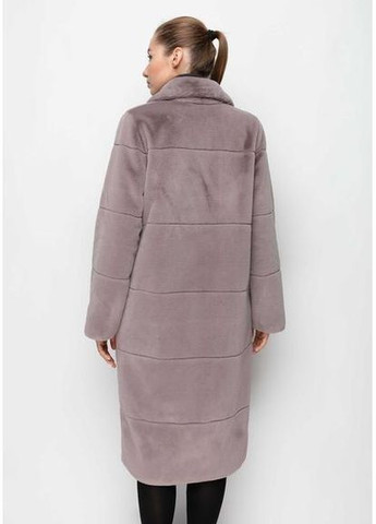 Пальто с Воротником Шаль из Эко-Меха 1101M-C Маренго/ Пыльный беж SAM S Samange (367582267)