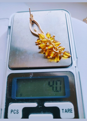 Серьги 2815 "Кармен" из натурального янтаря Медовый оттенок MINOV (304287745)