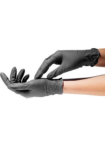 Рукавички нітрилові нестерильні, чорні, розмір XS 100шт (1439939-27062186) SanGig (368639233)