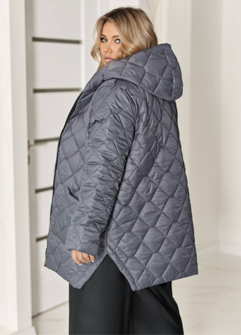 Графітова зимня базова повсякденна подовжена стьобана зимова курточка на блискавці з капюшоном Tik-Tak