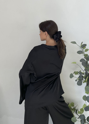 Черная всесезон пижама коллекции «объятия» с принтами (сорочка, штани, резинка) VIDCHUY