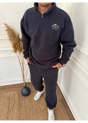 Темно-синий демисезонный мужской флисовый костюм брючный Avanti