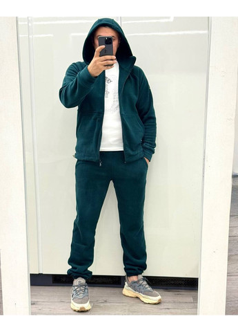 Зеленый зимний костюм 7003 турецкий флис полар плотность 300,теплый очень,кофта и брюки Україна