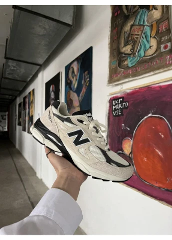 КРОССОВКИ ЖЕНСКИЕ NEW BALANCE 990 BEIGE BLACK НЬЮ БЕЛАНС 990 ЧЕРНЫЕ No Brand чёрные демисезоны (390652421)