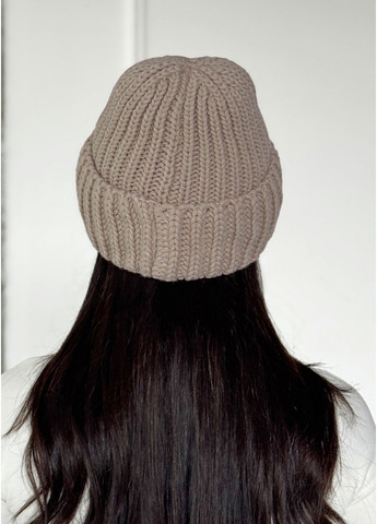 Жіноча шапка крупної в'язки з відворотом InFashion Шапка (369446487)