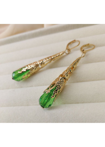 Сережки біжутерія підвіски Зелені камінці No Brand (361080995)