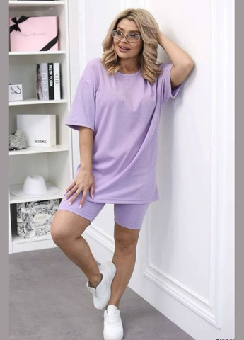 Костюм двійка рубчик мустанг,футболка оверсайз та велосипедки No Brand (341999460)