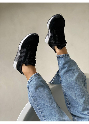 Черные демисезонные кроссовки мужские adidas marathon tech black white адидас No Brand