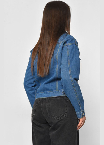 Синий женский джинсовка женская синего цвета Let's Shop с орнаментом - демисезонный