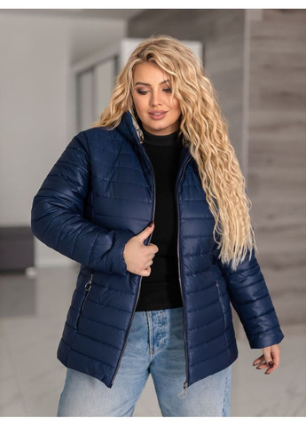 Синяя демисезонная куртка женская демисезонная с капюшоном No Brand