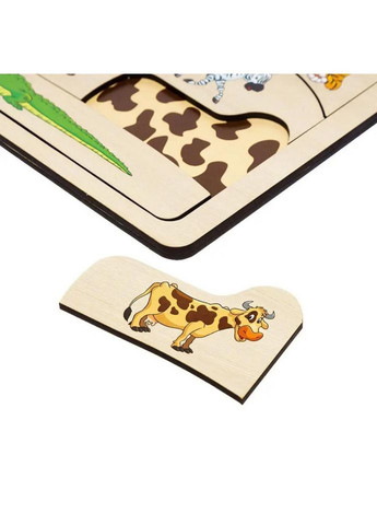 Дерев'яний пазл-вкладиш "Де? Чий візерунок?" Ubumblebees (ПСД074) PSD074 сортер No Brand (330602928)