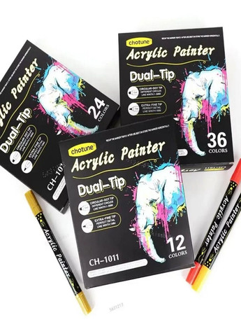 Набор акриловых маркеров 36 цветов для рисования, декора и творчества No Brand (352192383)