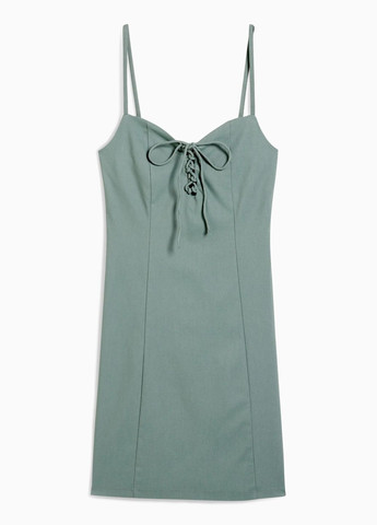 Оливковое (хаки) кэжуал платье из хлопка C&A однотонное