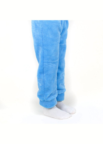 Голубая всесезон пижама детская теплая из однотонного плюша blue голубой dexter's