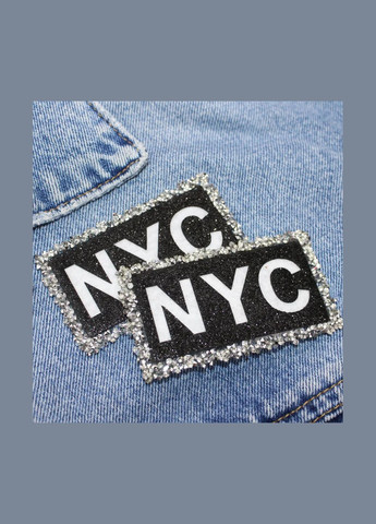 Нашивка з акриловим камінням "NYC" чорного кольору (2914) No Brand (335811705)
