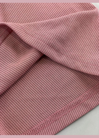 Розовый летний костюм топ и шорты в рубчик Mevis