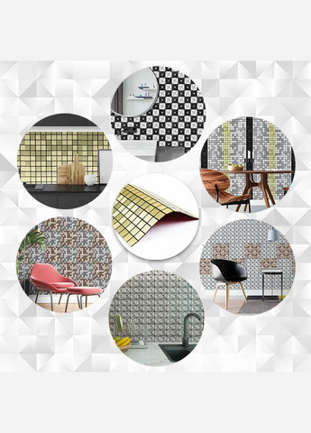 Самоклеюча алюмінієва плитка 300х300х3мм Зелене золото мозаїка SW-00001168 Sticker Wall (329897129)