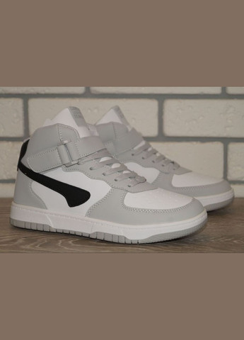 Цветные повседневные, кэжуал осенние хайтопы подростковые демисезонные / ботинки подростковые демисезонные белые с серым FDEK