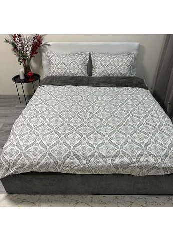 Ексклюзив: постільна білизна євро (Сатин/Велюр). Розкішний комплект сірого кольору 200*230 см. No Brand (370710009)