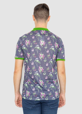 Серо-зеленая поло мужское с принтом 247r312 с коротким рукавом Ager