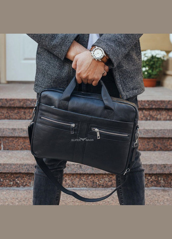 Чоловіча шкіряна сумка-портфель діловий стиль Tiding Bag N4527 чорна No Brand (335039986)