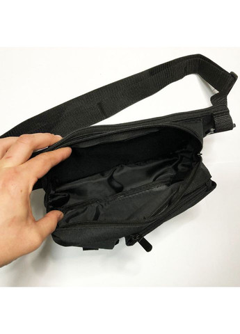 Якісна та надійна тактична сумка-бананка із міцної та водонепроникної тканини чорна через плече No Brand (372017439)